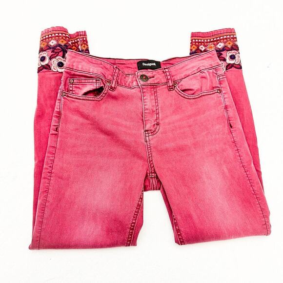Desigual Pakaian Jadi Wanita Celana Embellished Ankle Denim Jeans Size 28 - Picture 4 of 9